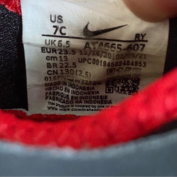 Nike Flex Runner TD Shoes ‘University Red Black’ Size 7c - Picture 10 of 10